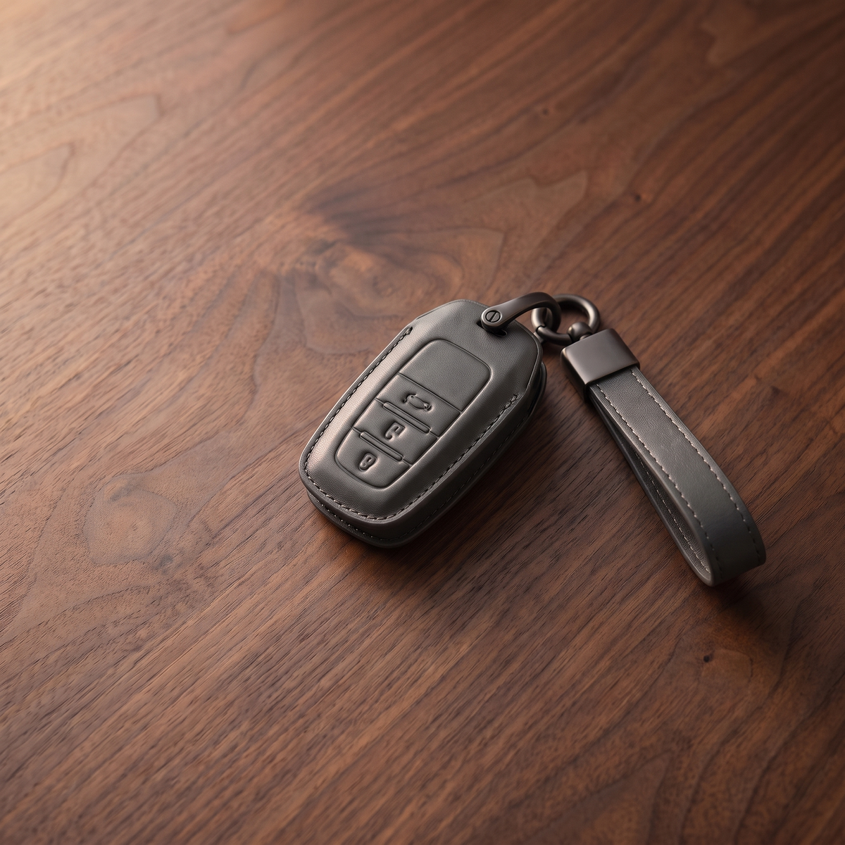 Single leather car key fob cover