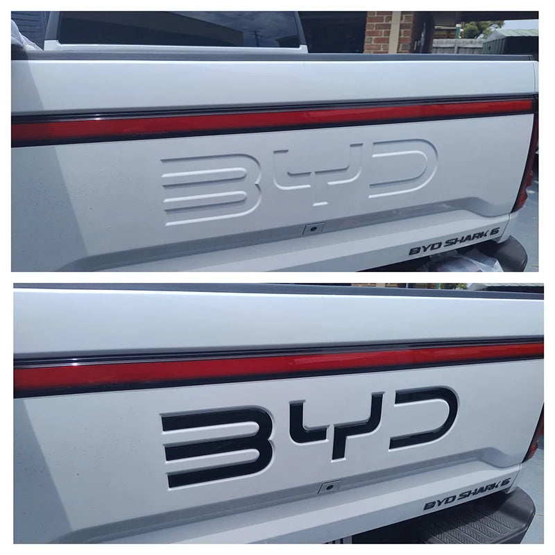 BYD Shark 6 Front & Rear 3D Badge Sticker Set — Gloss Black