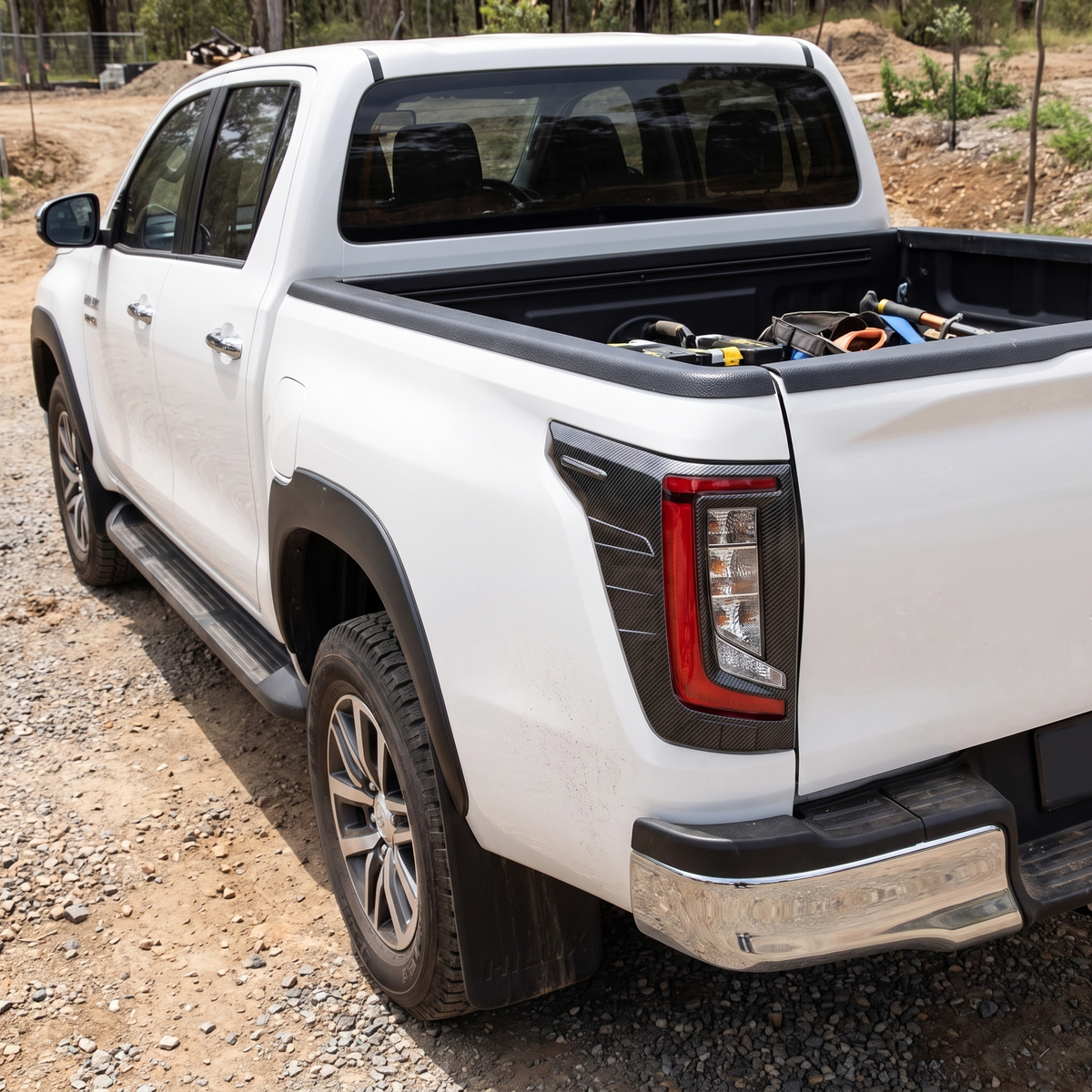 Toyota Hilux SR5 Taillight Covers - Fiber Texture hero